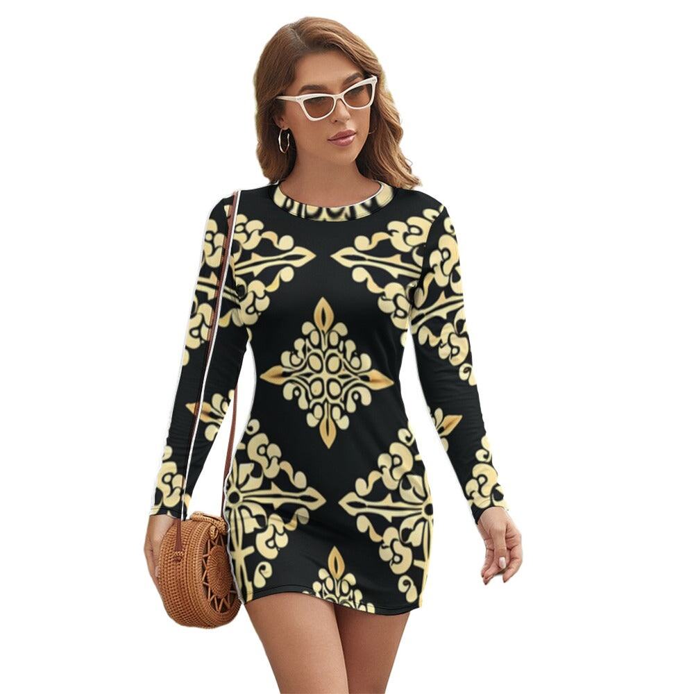 Kokorepublic  Women's Long Sleeve Round Neck Slim Dress